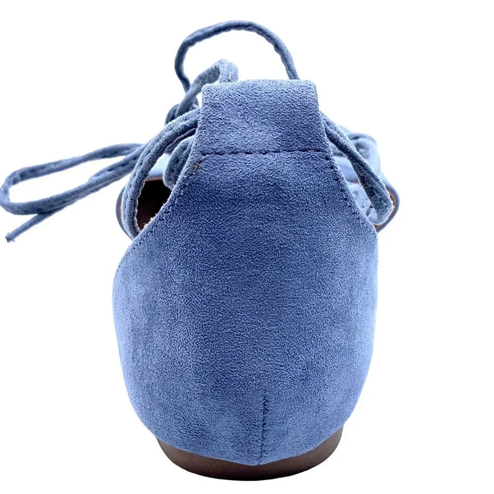 Universal Thread Aileen Ankle Lace Up Blue Faux Suede Open Toe Sandals Size 8.5 - Picture 7 of 9
